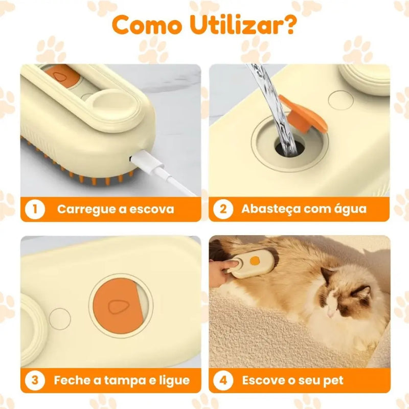 Escova Vaporizadora Pra Gatos + BRINDE ESPECIAL (Por Tempo Limitado)